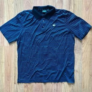 Masters By Bobby Jones Striped Cotton Polo Shirt Mens XL Black Blue